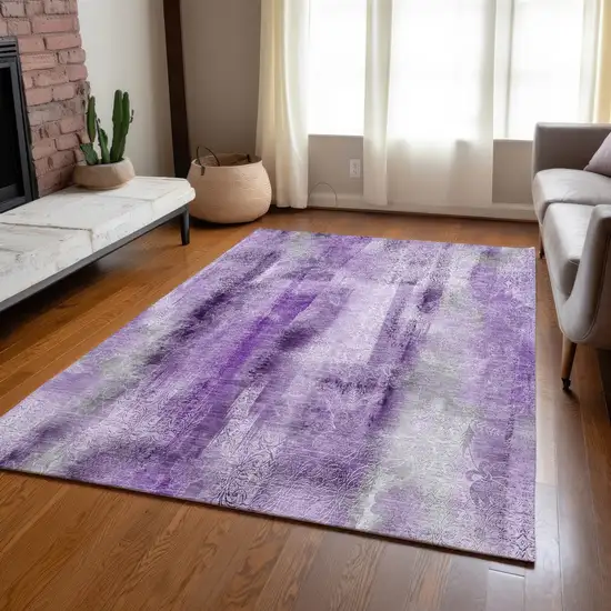 Purple Washable Non Skid Indoor Outdoor Area Rug Photo 9