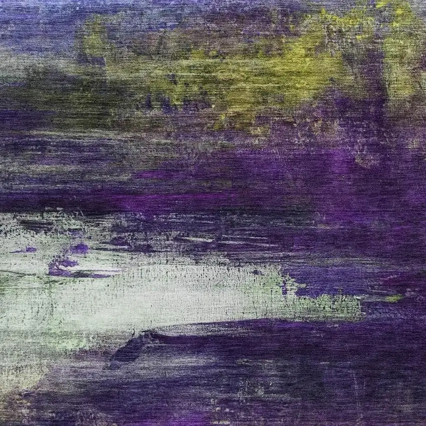 Purple Yellow And Ivory Abstract Washable Indoor Outdoor Area Rug Photo 3