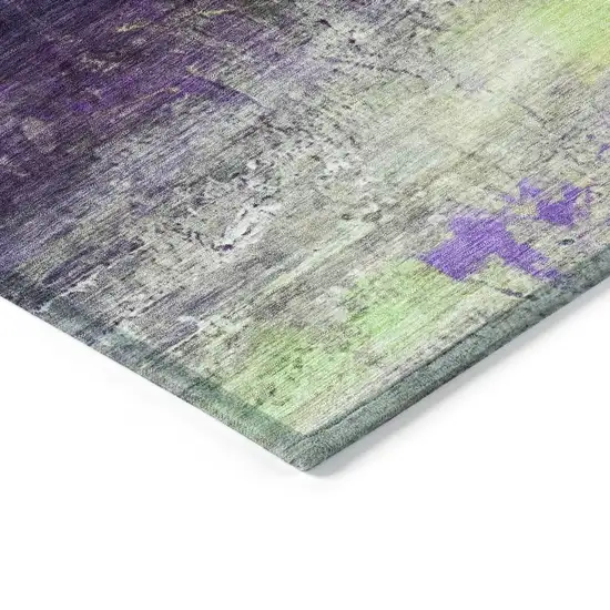 Purple Yellow And Ivory Abstract Washable Indoor Outdoor Area Rug Photo 6