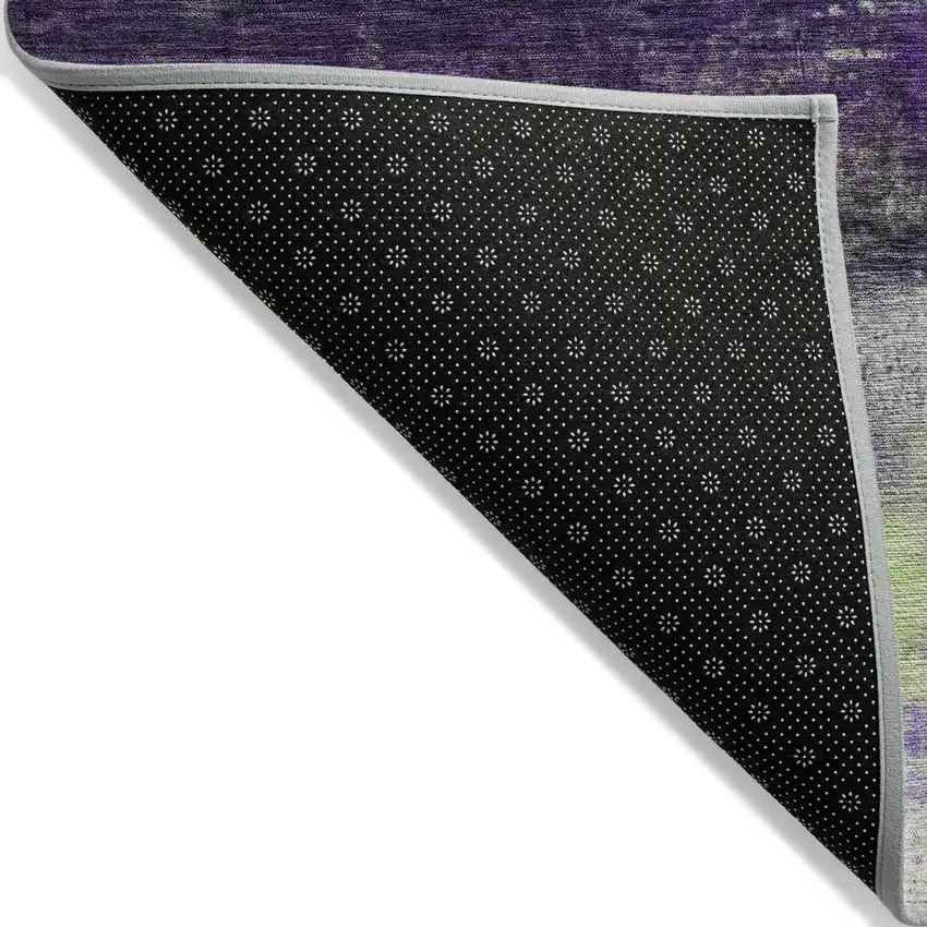 Purple Yellow And Ivory Abstract Washable Indoor Outdoor Area Rug Photo 7