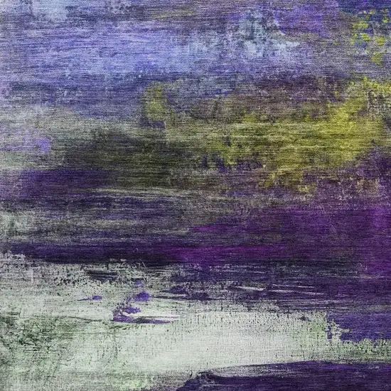 Purple Yellow And Ivory Abstract Washable Indoor Outdoor Area Rug Photo 3