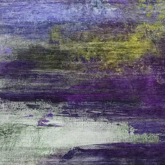 Purple Yellow And Ivory Abstract Washable Indoor Outdoor Area Rug Photo 3