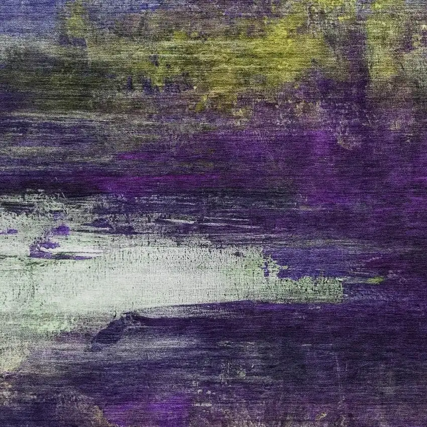 Purple Yellow And Ivory Abstract Washable Indoor Outdoor Area Rug Photo 3