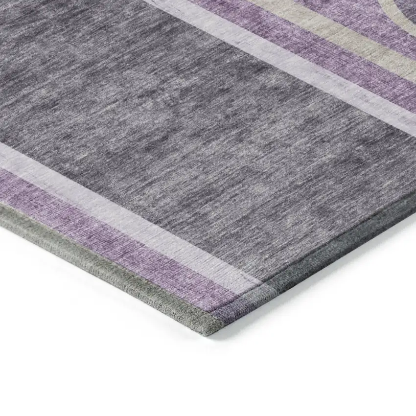 Purple and Black Abstract Washable Non Skid Indoor Outdoor Area Rug Photo 5