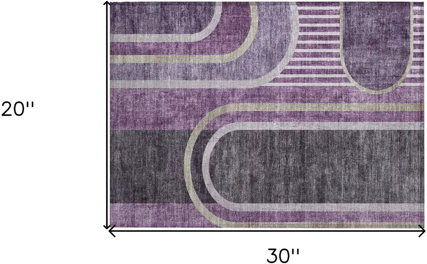 Purple and Black Abstract Washable Indoor Outdoor Area Rug Photo 3