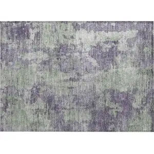 Photo of Purple and Green Abstract Washable Non Skid Indoor Outdoor Area Rug
