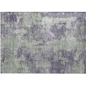 Photo of Purple and Green Abstract Washable Non Skid Indoor Outdoor Area Rug