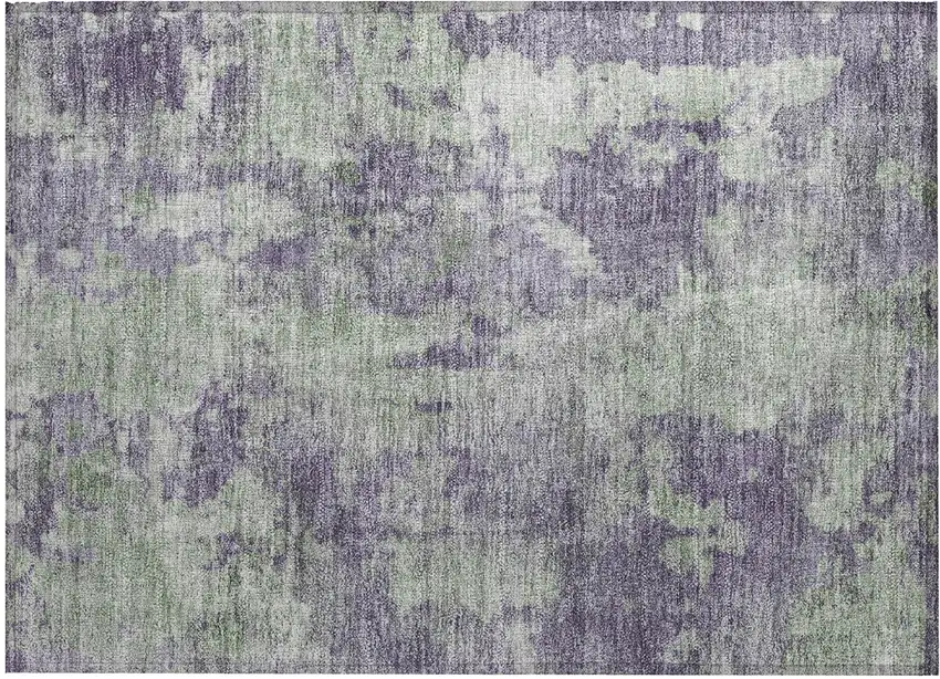 Purple and Green Abstract Washable Non Skid Indoor Outdoor Area Rug Photo 2