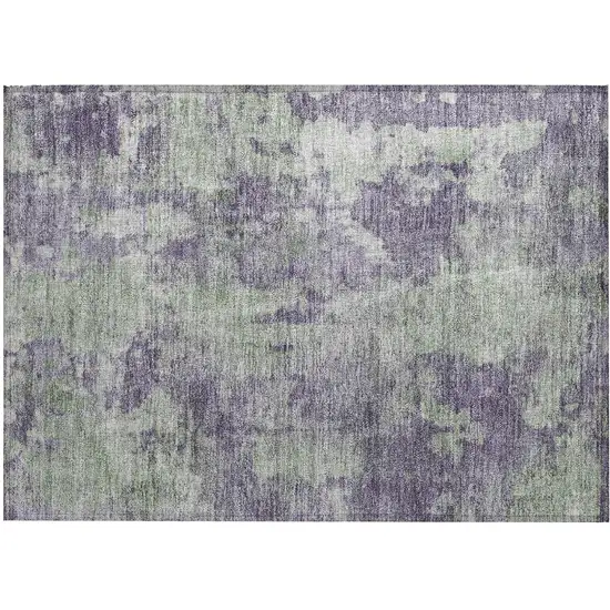 Purple and Green Abstract Washable Non Skid Indoor Outdoor Area Rug Photo 2