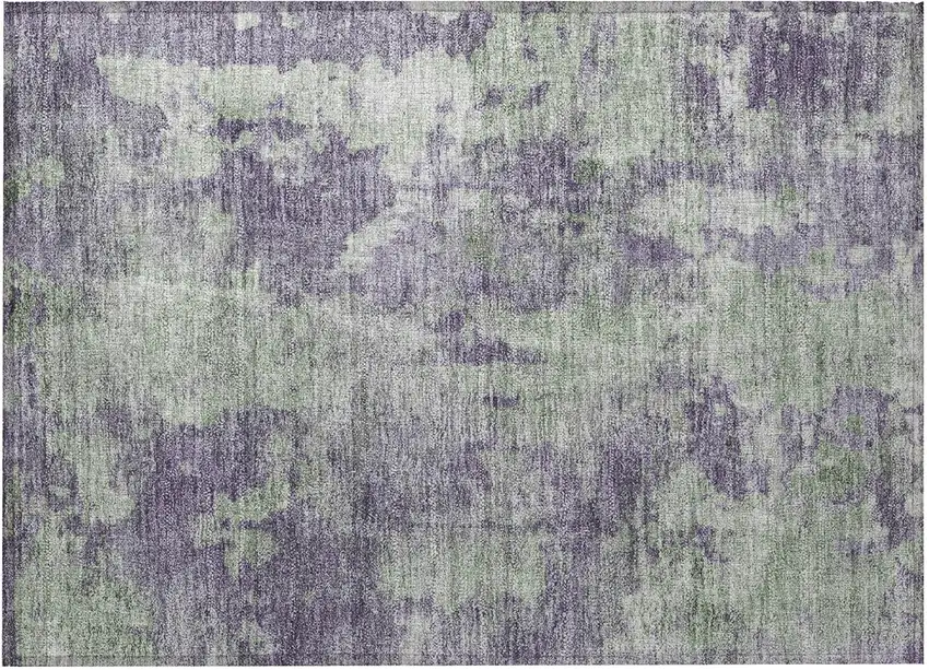 Purple and Green Abstract Washable Non Skid Indoor Outdoor Area Rug Photo 5