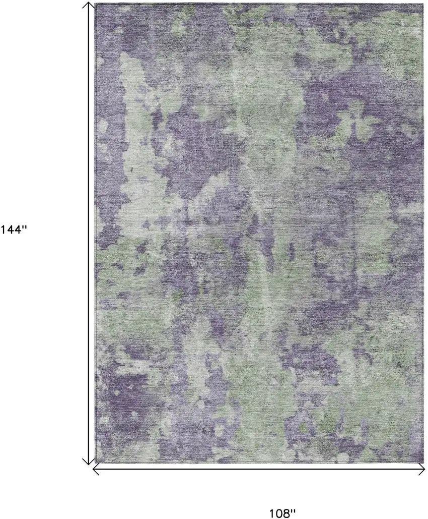 Purple and Green Abstract Washable Non Skid Indoor Outdoor Area Rug Photo 3
