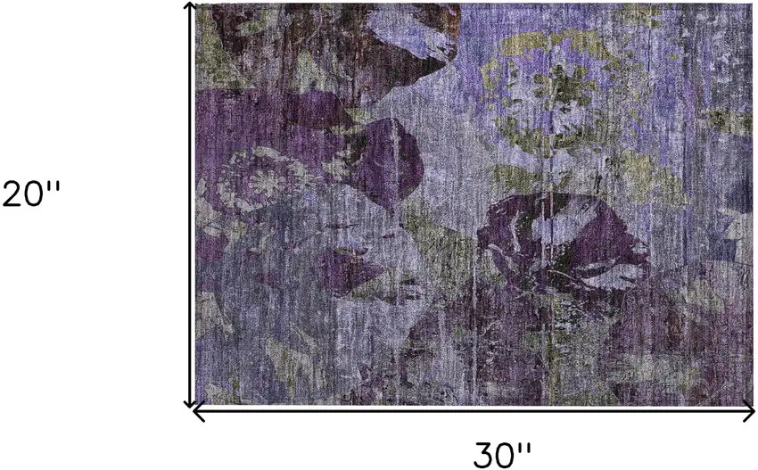 Purple and Green Floral Washable Non Skid Indoor Outdoor Area Rug Photo 3