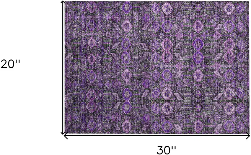 Purple and Green Floral Washable Non Skid Indoor Outdoor Area Rug Photo 3