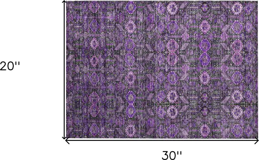 Purple and Green Floral Washable Non Skid Indoor Outdoor Area Rug Photo 3