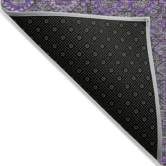 Purple And Green Floral Washable Indoor Outdoor Area Rug Photo 5