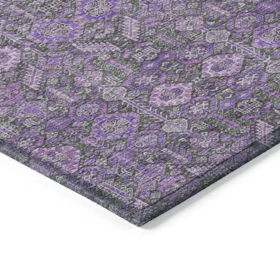 Purple And Green Floral Washable Indoor Outdoor Area Rug Photo 6