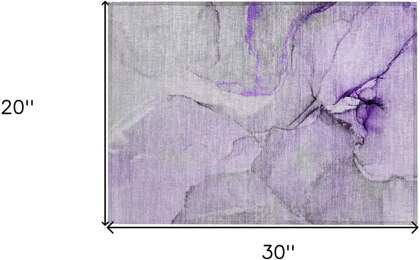 Purple and Ivory Abstract Washable Non Skid Indoor Outdoor Area Rug Photo 3