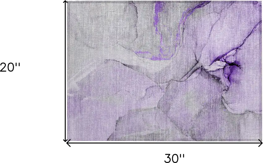 Purple and Ivory Abstract Washable Non Skid Indoor Outdoor Area Rug Photo 3