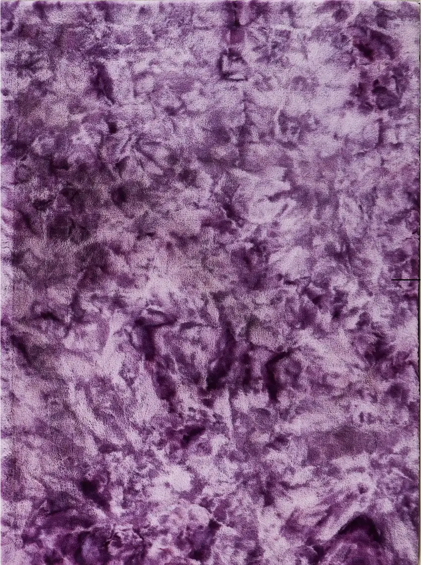 Purple and Ivory Faux Fur Shag Non Skid Area Rug Photo 1