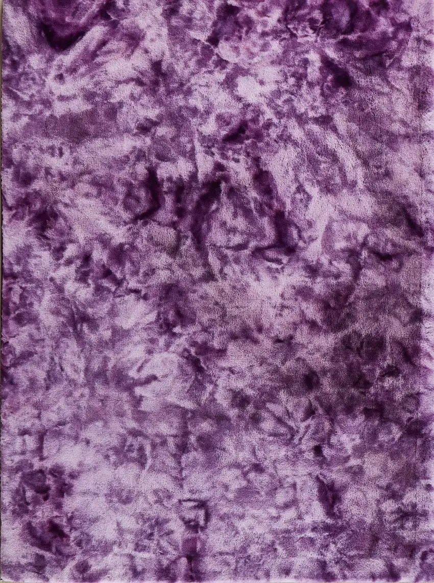 Purple and Ivory Faux Fur Shag Non Skid Area Rug Photo 3