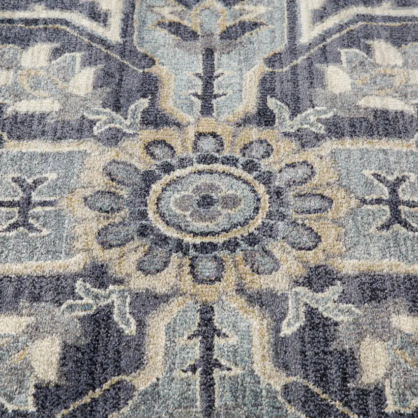 Purple and Ivory Medallion Power Loom Area Rug Photo 9