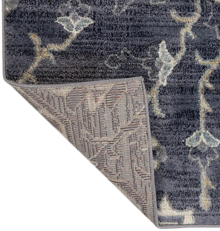 Purple and Ivory Medallion Power Loom Area Rug Photo 4