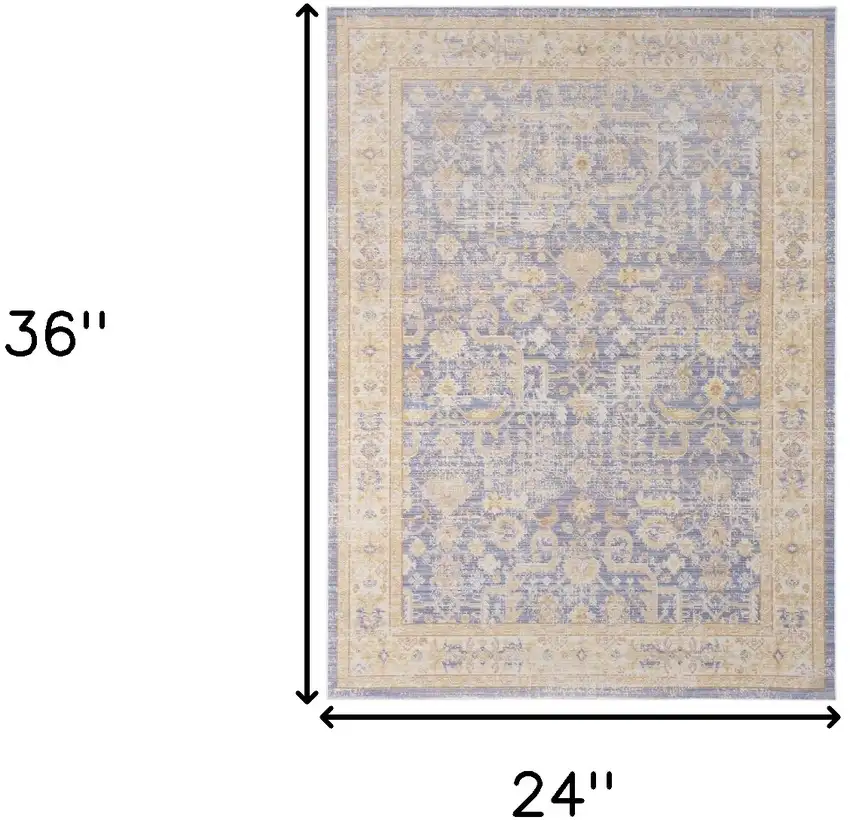 Purple and Ivory Oriental Power Loom Distressed Area Rug Photo 8