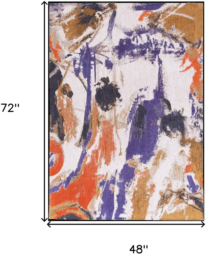 Purple and White Abstract Non Skid Area Rug Photo 3
