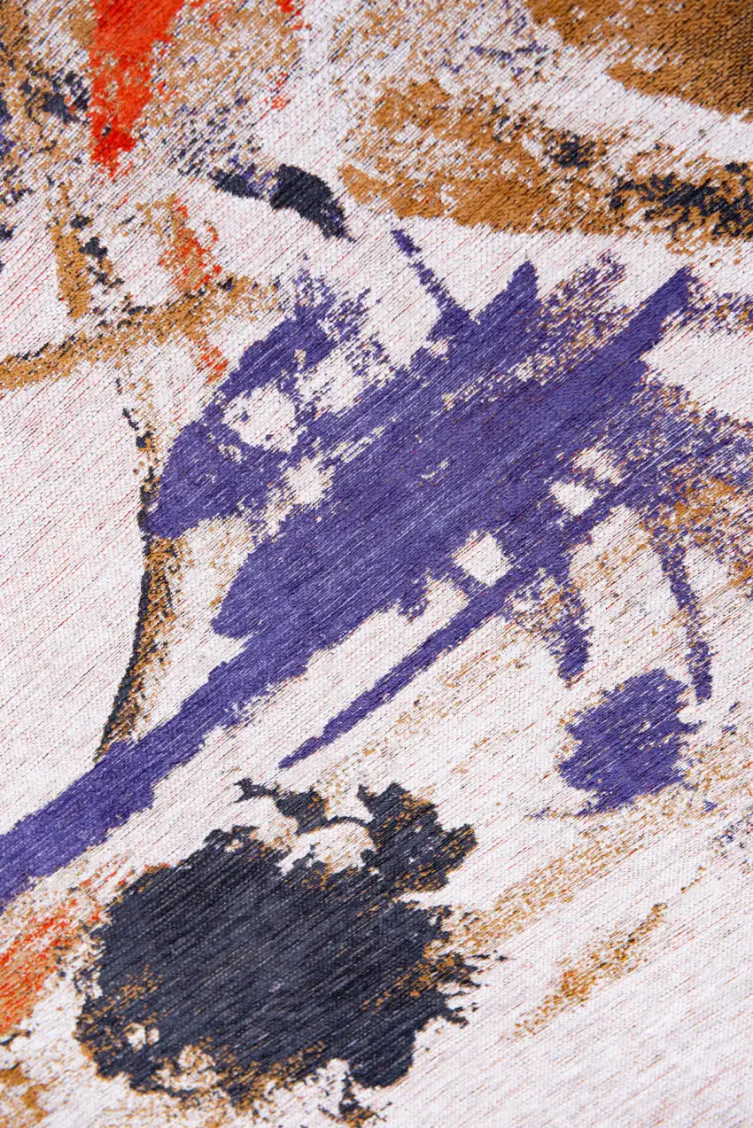 Purple and White Abstract Non Skid Area Rug Photo 5