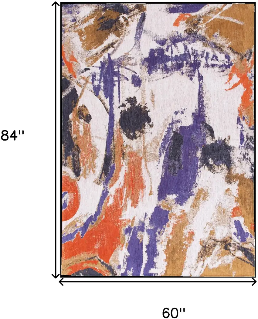 Purple and White Abstract Non Skid Area Rug Photo 3