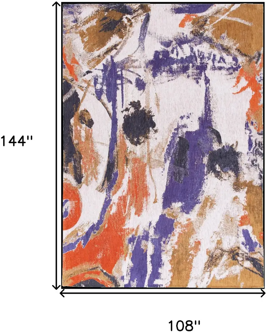 Purple and White Abstract Non Skid Area Rug Photo 3