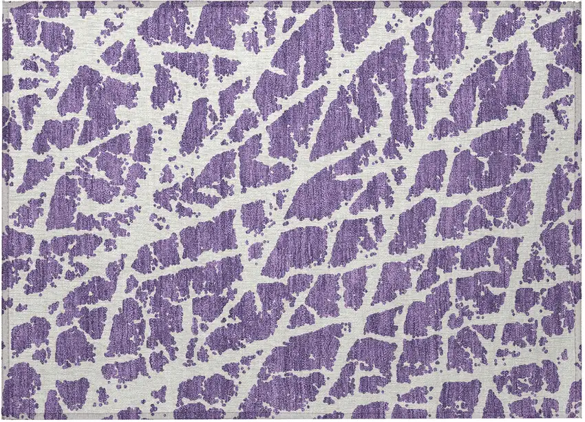 Purple and White Abstract Washable Non Skid Indoor Outdoor Area Rug Photo 4