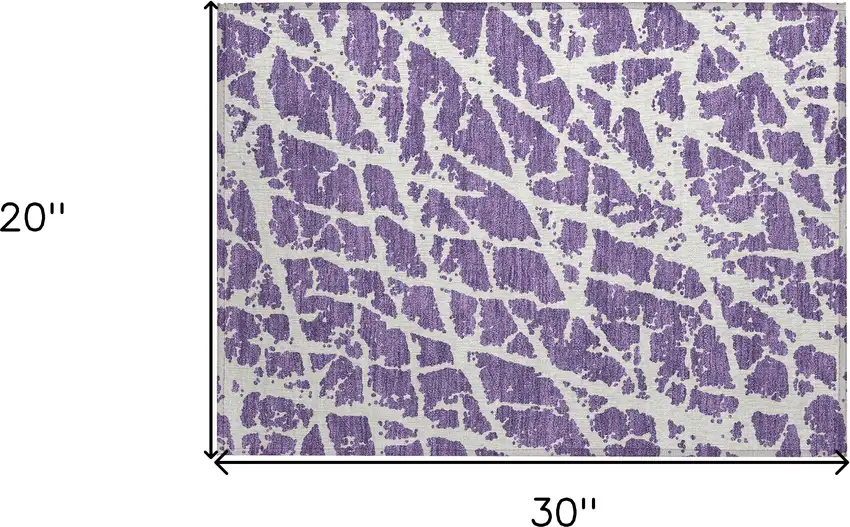 Purple and White Abstract Washable Non Skid Indoor Outdoor Area Rug Photo 3