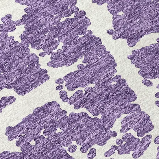 Purple and White Abstract Washable Non Skid Indoor Outdoor Area Rug Photo 8