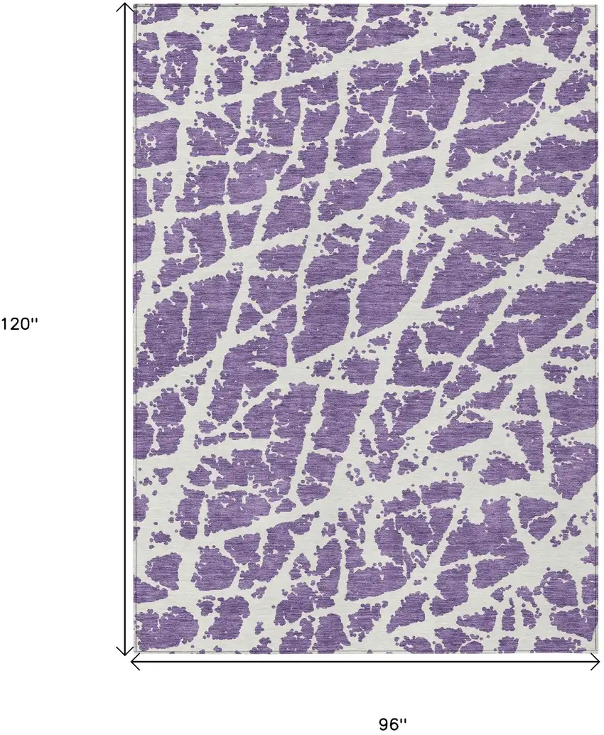 Purple and White Abstract Washable Non Skid Indoor Outdoor Area Rug Photo 3