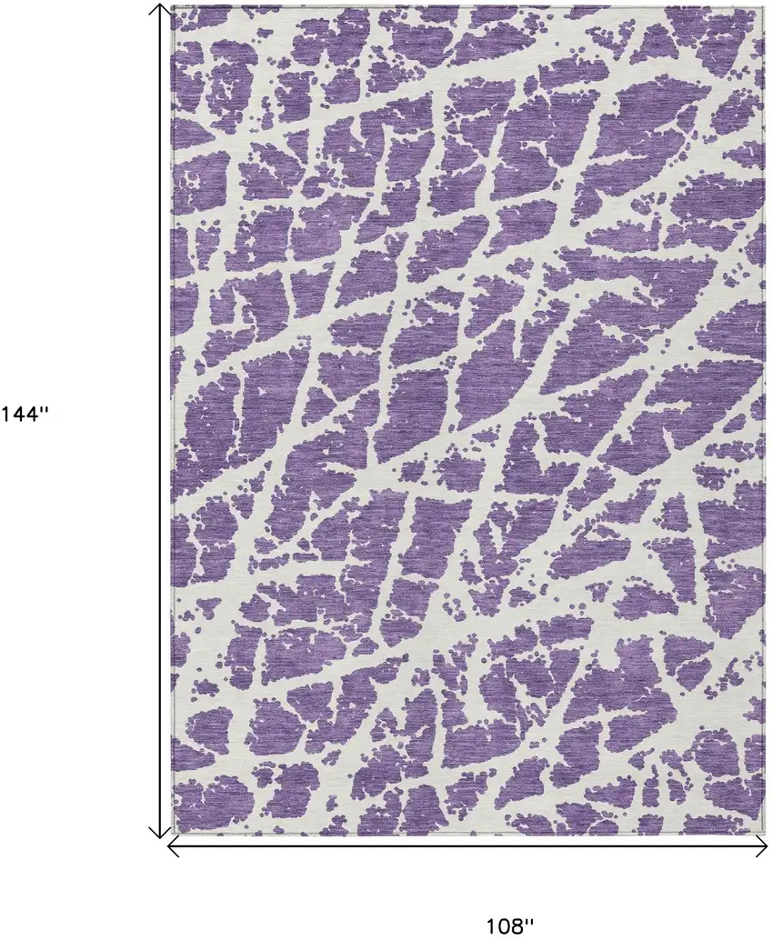 Purple and White Abstract Washable Non Skid Indoor Outdoor Area Rug Photo 3