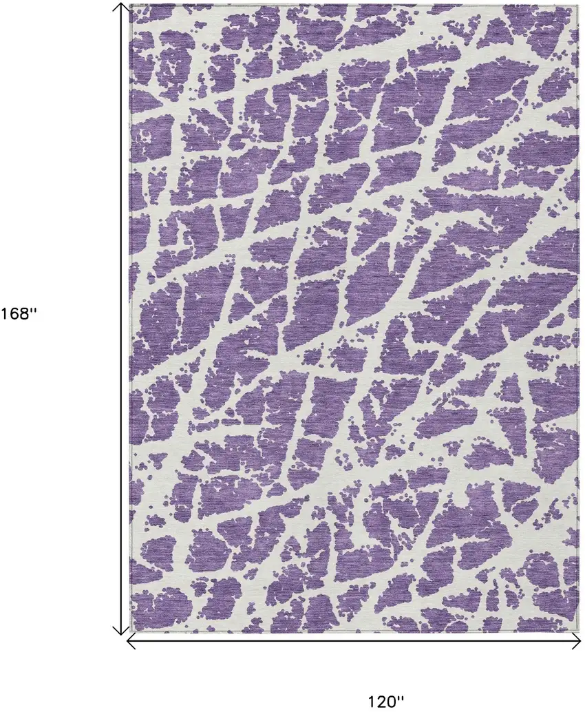 Purple and White Abstract Washable Non Skid Indoor Outdoor Area Rug Photo 3