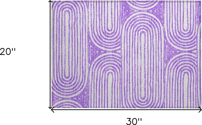 Purple and White Abstract Washable Non Skid Indoor Outdoor Area Rug Photo 3