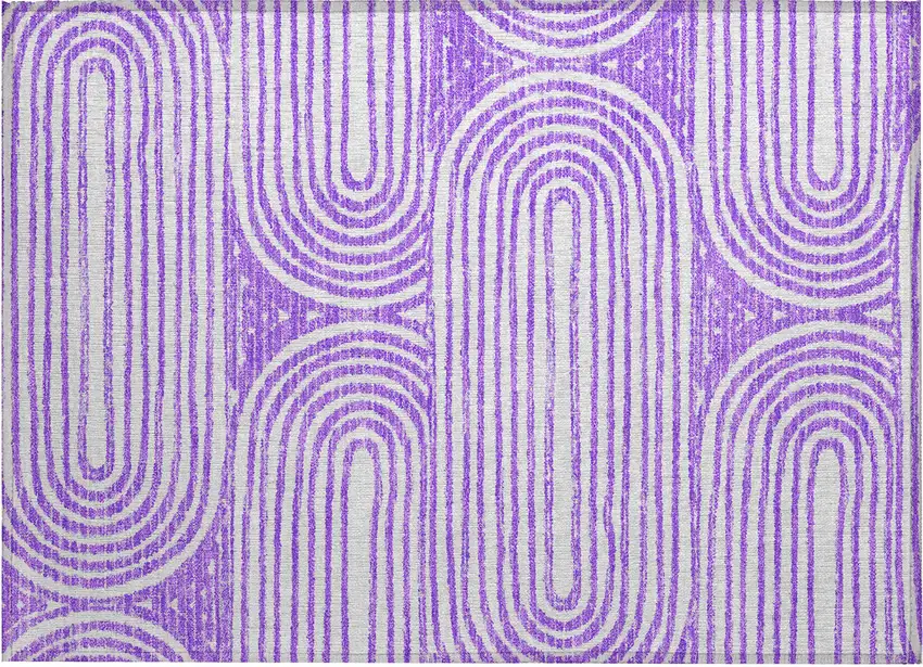 Purple and White Abstract Washable Non Skid Indoor Outdoor Area Rug Photo 2