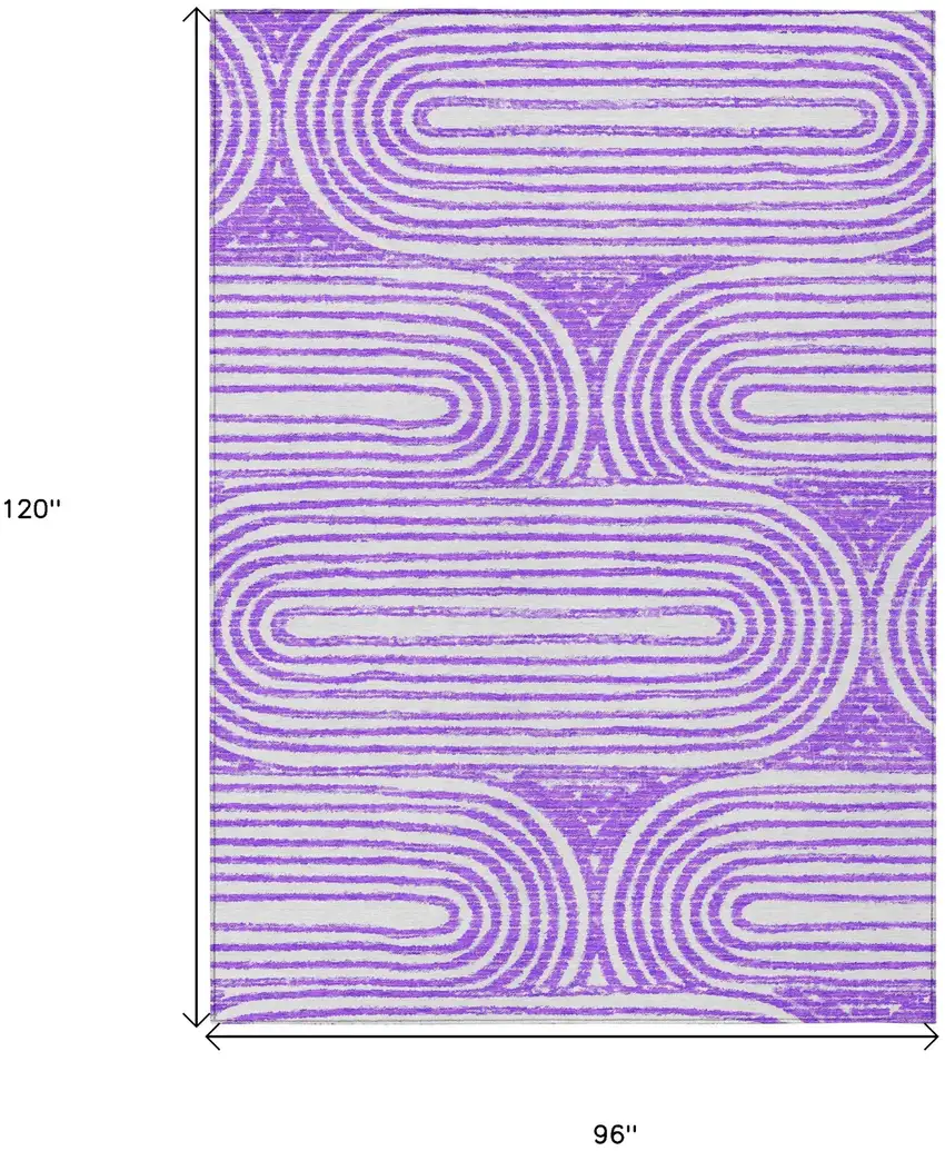 Purple and White Abstract Washable Non Skid Indoor Outdoor Area Rug Photo 3