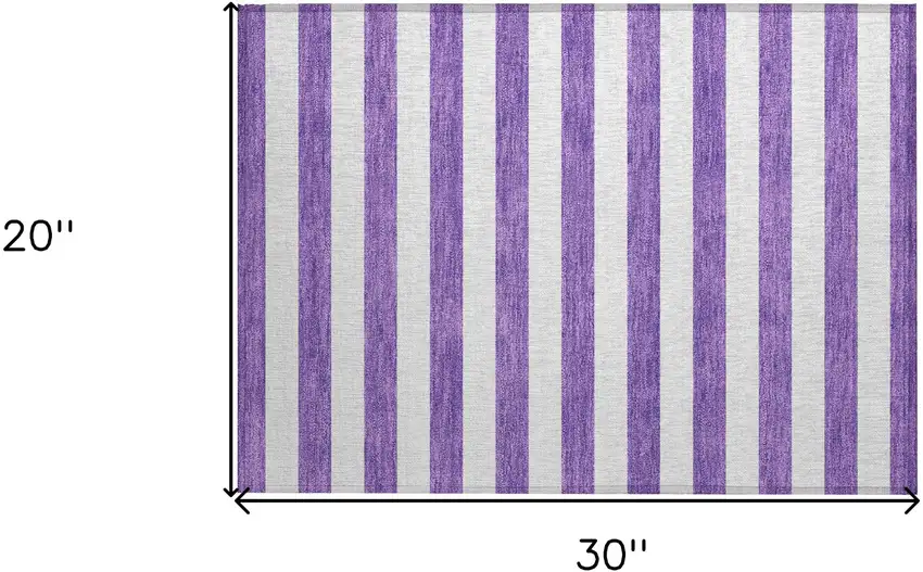 Purple and White Striped Washable Non Skid Indoor Outdoor Area Rug Photo 3