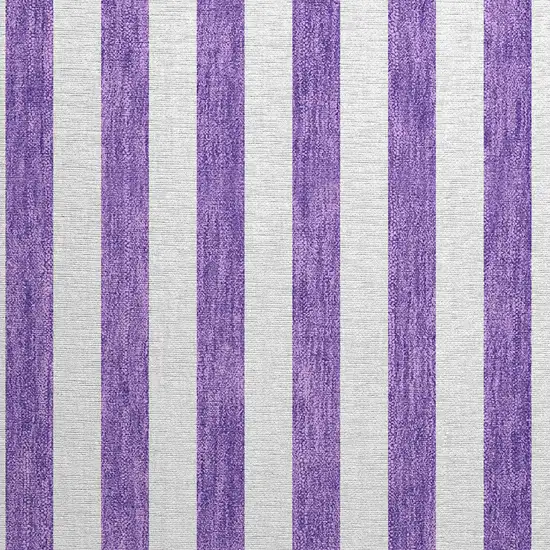 Purple and White Striped Washable Non Skid Indoor Outdoor Area Rug Photo 6