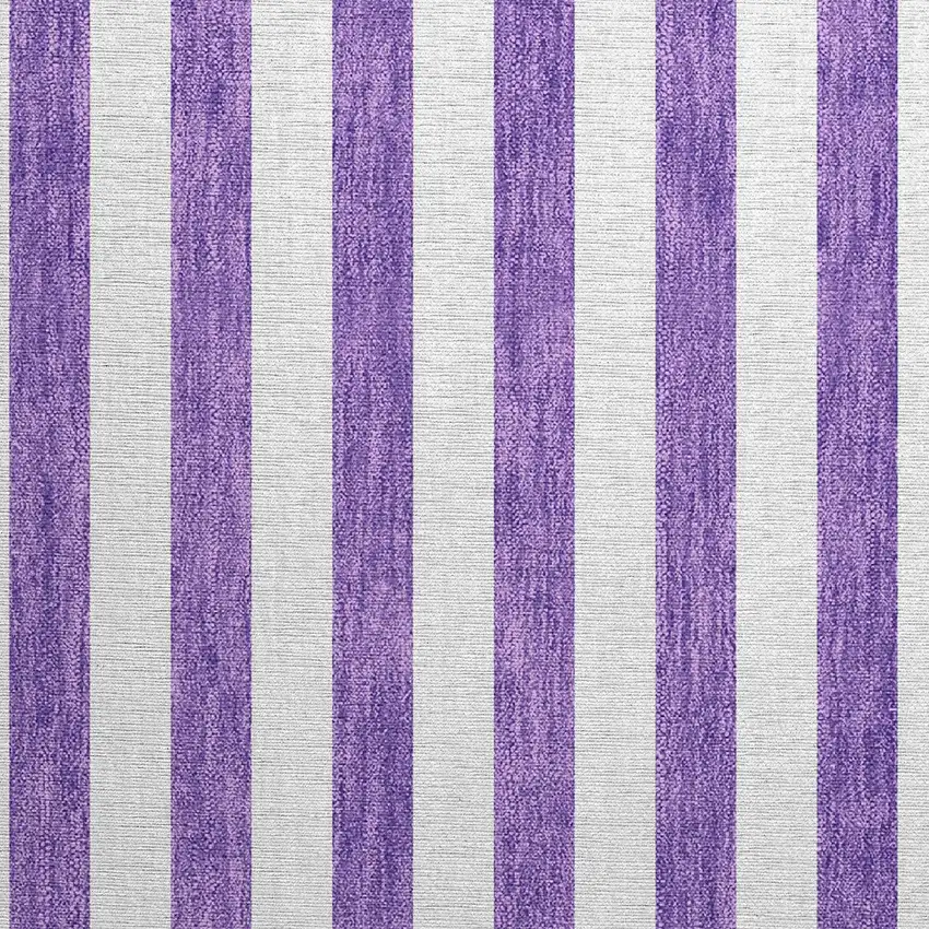Purple and White Striped Washable Non Skid Indoor Outdoor Area Rug Photo 6