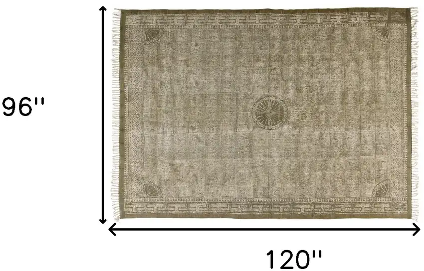 Putty Distressed Medallion Area Rug Photo 6