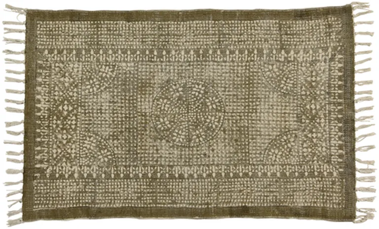 Putty Distressed Medallion Scatter Rug Photo 1