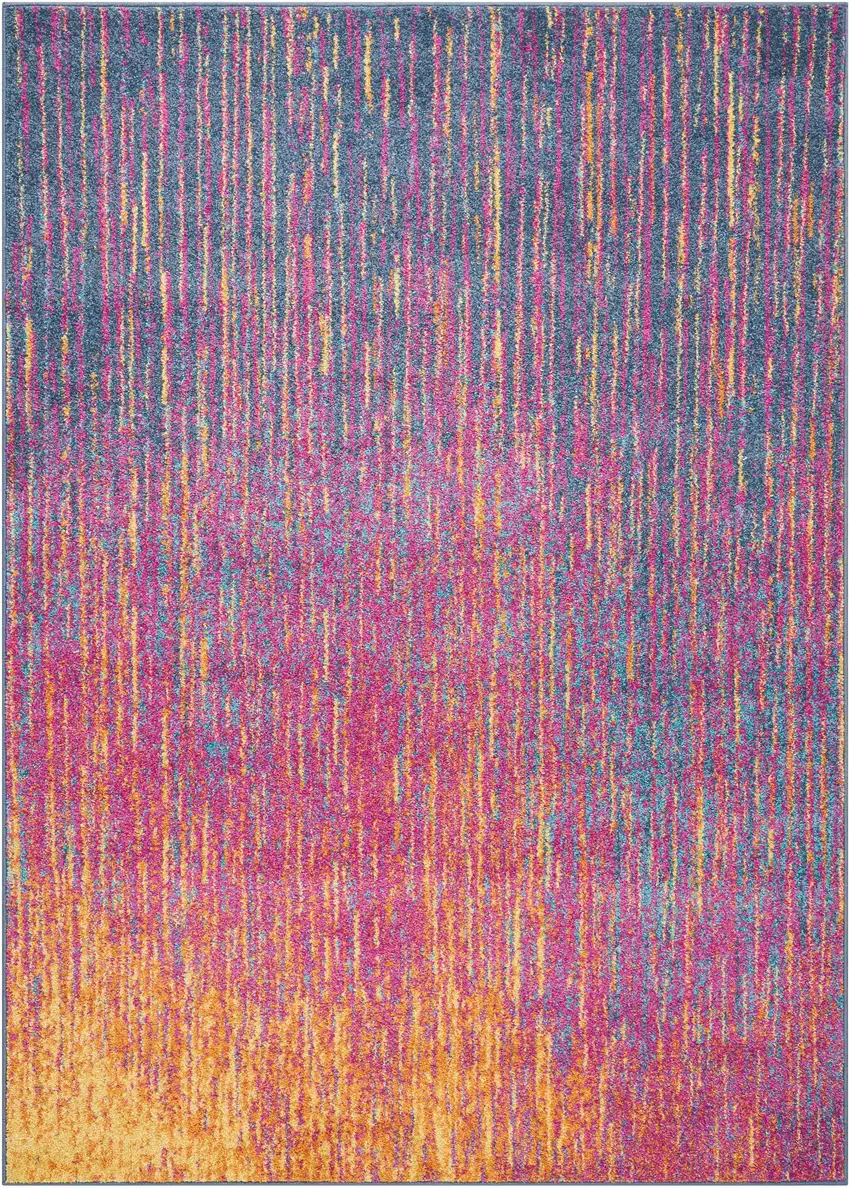 Blue And Orange Abstract Area Rug Photo 3