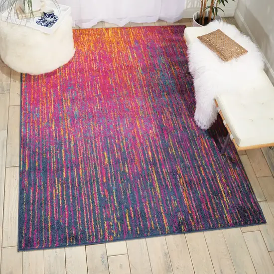 Rainbow Abstract Striations Area Rug Photo 6