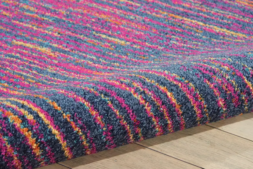Blue And Pink Abstract Power Loom Area Rug Photo 5