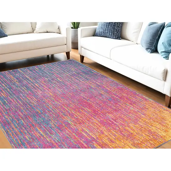 Blue And Orange Abstract Area Rug Photo 2