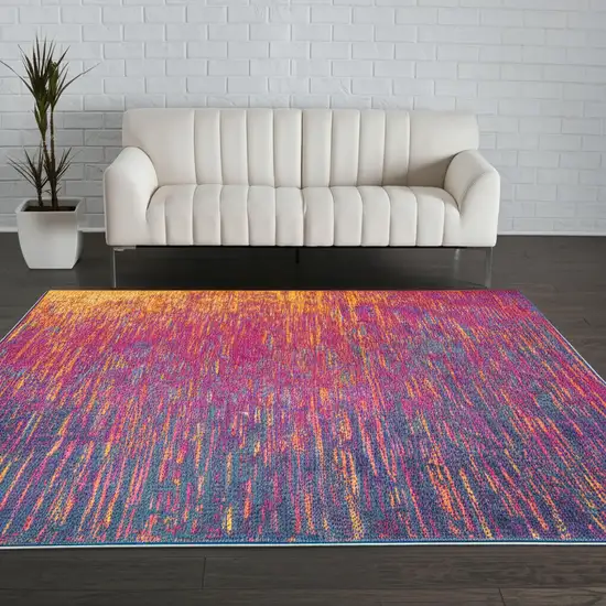 Blue And Orange Abstract Area Rug Photo 2
